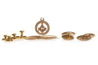Lot 173 - GROUP OF NINE CARAT GOLD CUFF LINKS AND SHIRT...