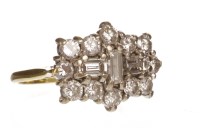 Lot 196 - DIAMOND CLUSTER RING the bezel 18mm long and...