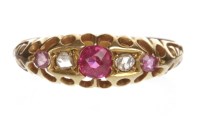 Lot 200 - VICTORIAN CREATED RUBY AND DIAMOND RING the...