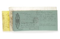 Lot 556 - THREE NINETEENTH CENTURY CHEQUES comprising a...
