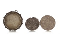 Lot 567 - SILVER QUEEN ANNE SIXPENCE DATED 1711 along...