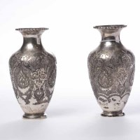 Lot 477 - PAIR OF FAR EAST ASIAN SILVER VASES of...