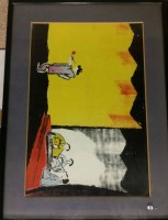 Lot 481 - TWO JAPANESE NAIVE STYLE PRINTS one showing...