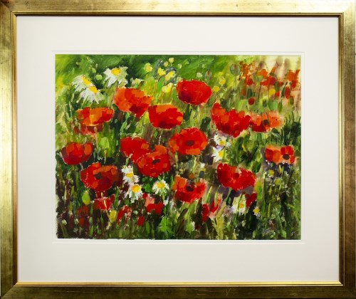 Lot 123 - * MARGARET DUFF, POPPIES AND DAISIES gouache...