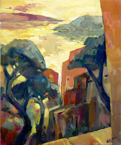 Lot 152 - MARCEL GAULT, SUNSET VIEW oil on canvas,...