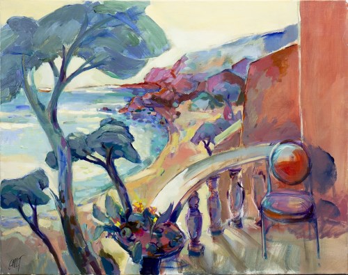 Lot 156 - MARCEL GAULT, BALCONY VIEW oil on canvas,...