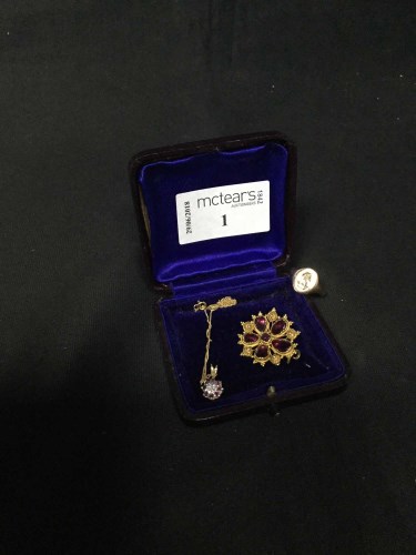 Lot 1 - DIAMOND SET PENDANT ON A GOLD CHAIN along with...