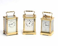 Lot 532 - REPEATING BRASS CARRIAGE CLOCK OF SMALL...