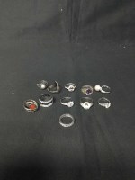 Lot 42 - COLLECTION OF SILVER RINGS including coloured...