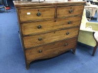 Lot 57 - GEORGE IV MAHOGANY CHEST OF DRAWERS on splayed...