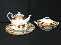 Lot 76 - ROYAL ALBERT RED AND GILT FLORAL PART DINNER...