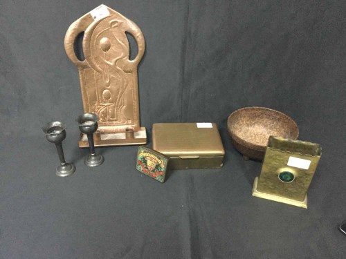 Lot 86 - WOODEN BOOKSTAND WITH WOODPECKER ENDS along...