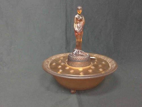 Lot 150 - ART DECO AMBER GLASS TABLE CENTREPIECE with a...
