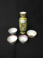 Lot 177 - CHINESE FAMILLE JAUNE VASE with floral...