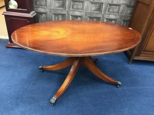 Lot 223 - REPRODUCTION MAHOGANY INLAID OVAL TABLE