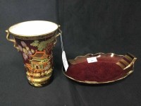 Lot 237 - CARLTON WARE ROUGE ROYALE VASE AND OVAL DISH