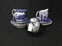 Lot 242 - ROYAL CROWN DERBY BLUE AND WHITE JUG with a...