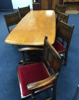 Lot 244 - ERCOL DINING TABLE AND SIX ERCOL CHAIRS