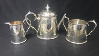 Lot 247 - SILVER PLATED THREE PIECE TEASET