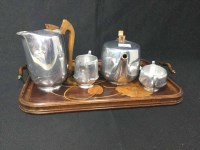 Lot 294 - PICQUOT WARE TEA SERVICE along with an inlaid...