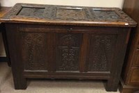 Lot 821 - 17TH CENTURY CARVED OAK BLANKET CHEST the...