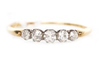 Lot 588 - DIAMOND FIVE STONE RING set with graduated old...