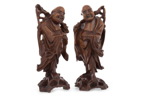 Lot 1009 - PAIR OF EARLY 20TH CENTURY CHINESE CARVED WOOD...
