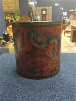 Lot 1057 - 20TH CENTURY CHINESE LACQUERED WOOD BRUSH POT...