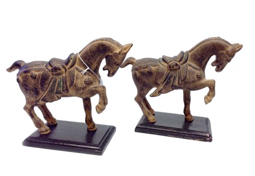 Lot 1069 - PAIR OF 20TH CENTURY CHINESE METAL WARE HORSES...