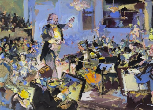 Lot 20 - D COOK, THE ORCHESTRA mixed media on paper,...