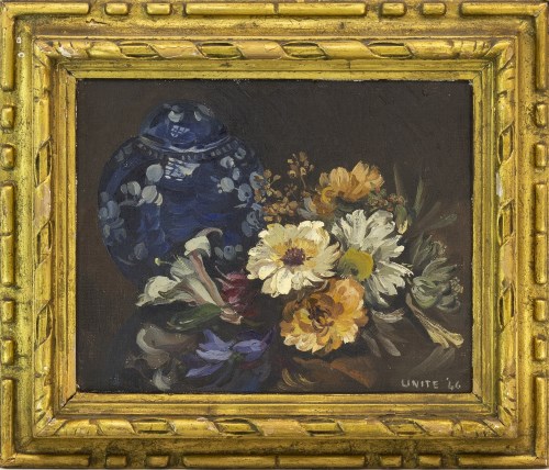 Lot 85 - * DAPHNE UNITE, STILL LIFE oil on canvas,...
