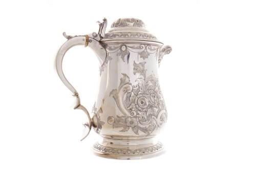 Lot 851 - VICTORIAN SILVER PLATED ALE JUG AND COVER...