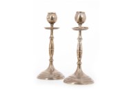 Lot 856 - PAIR OF GEORGE V SILVER CANDLESTICKS OF ART...