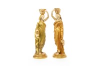 Lot 1345 - A PAIR OF ROYAL WORCESTER FIGURES OF CLASSICAL YOUNG MAIDENS