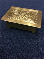 Lot 1606 - ARTS & CRAFTS BRASS CASKET the hinged cover...