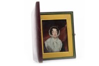 Lot 1616 - VICTORIAN PORTRAIT MINIATURE OF A YOUNG LADY...