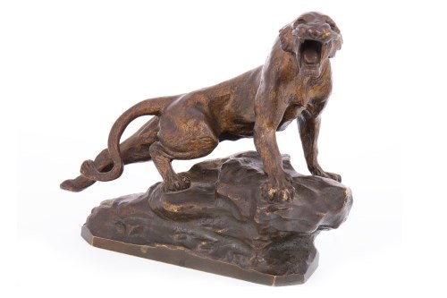 Lot 1621 - THOMAS CARTIER - GILDED BRONZE OF A PANTHER...