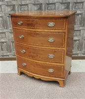 Lot 173 - A REPRODUCTION YEW-WOOD BOW FRONT CHEST