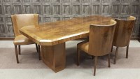 Lot 1678 - ART DECO WALNUT DINING SUITE IN THE MANNER OF...