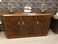 Lot 1678 - ART DECO WALNUT DINING SUITE IN THE MANNER OF...