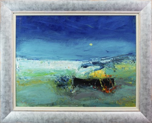 Lot 132 - * NAEL HANNA, BEACHED BOATS oil on board,...