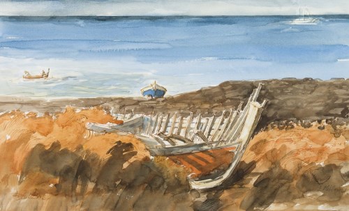 Lot 126 - COASTAL SCENE, BY ERIC HEBBORN