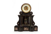 Lot 1416 - VICTORIAN BLACK SLATE MANTEL CLOCK the two day...