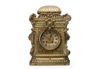 Lot 1417 - VICTORIAN CAST BRASS MANTEL CLOCK the two...