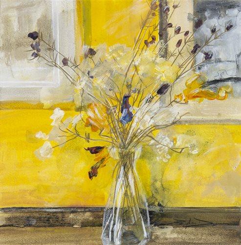 Lot 20 - A STILL LIFE OF DRIED FLOWERS, BY DOUGLAS DAVIES