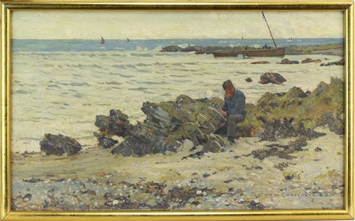 Lot 402 - MENDING THE NETS, BY ROBERT MCGOWAN COVENTRY