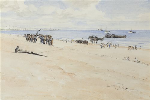 Lot 411 - TANGIER, VIEW OF GIBRALTAR, BY JAMES MCBEY