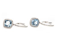 Lot 196 - A PAIR OF TOPAZ AND DIAMOND EARRINGS