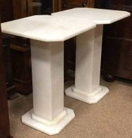 Lot 966 - PAIR OF MODERN WHITE MARBLE PEDESTALS with...