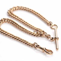 Lot 758 - NINE CARAT GOLD DOUBLE ALBERT CHAIN each link...